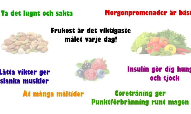Frukost är viktigast för att gå ner i vikt vegan. Morgonpromenader, nötter, bär och grönsaker hjälper.